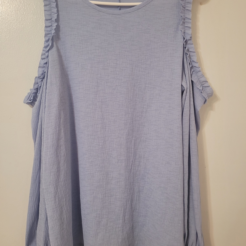LC Lauren Conrad Light Blue Ruffle Blouse